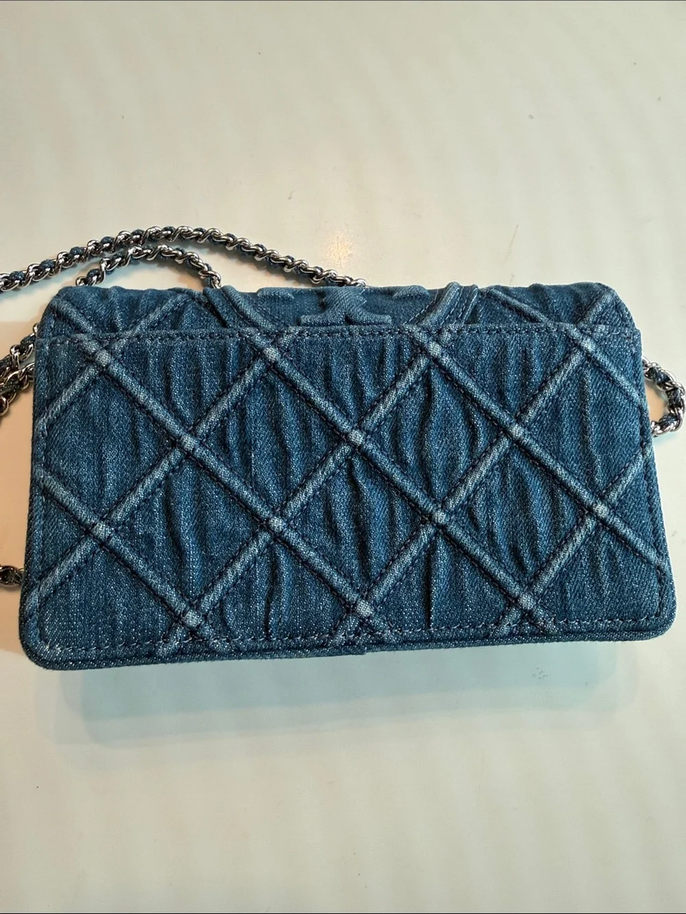 Tory Burch Quilted Denim Chain Crossbody - Blue